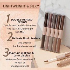 LGSZGDCN 2 in 1 Liquid Glitter Eyeshadow and Matte Eye hadows Eye Makeup Long Lasting, Quick-Drying, Opaque, Gel-Based Formula Vegan & Cruelty-Free (2# Silver Grey)