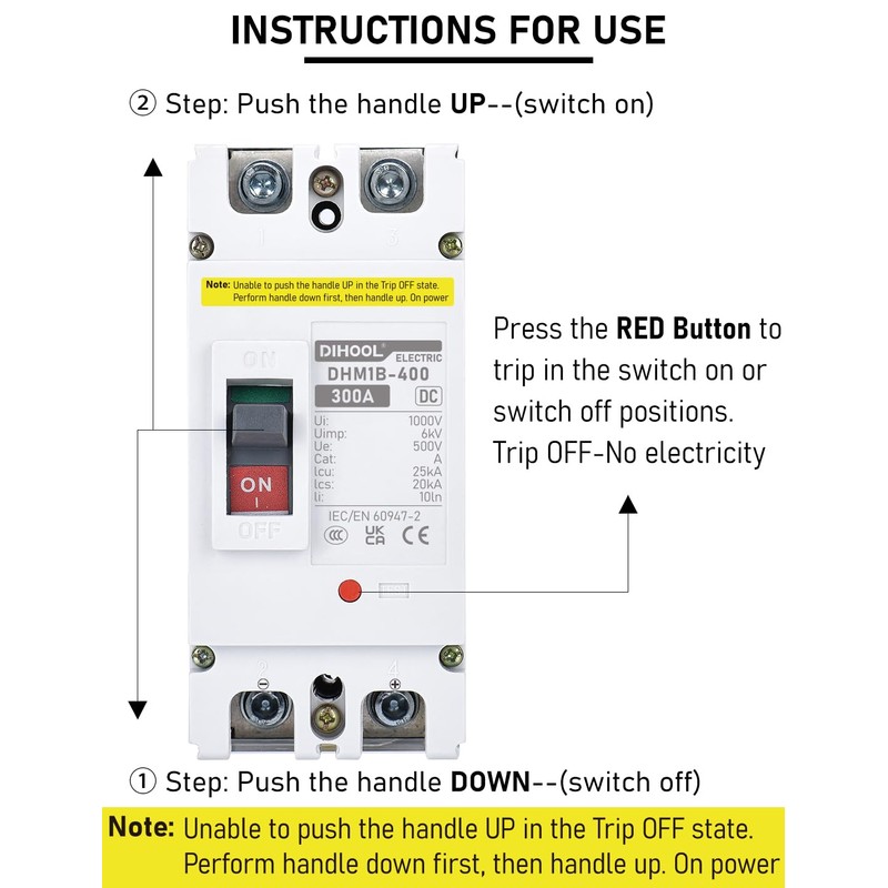 DIHOOL Heavy Duty Battery Disconnect Switch, 300 Amp DC Circuit