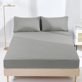 AR Ware Single Fitted Sheet Non Iron Wrinkle, 25cm Deep Ultra Soft Microfiber Elastic Fitted Bed Sheets Easy Care, Fade Resistant (Grey)