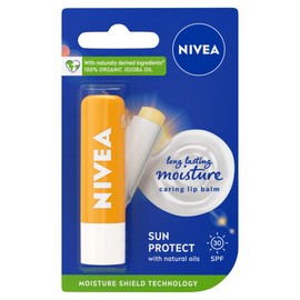 NIVEA Sun Protect Caring Lip Balm (5.5ml), Protective Lip Moisturiser with Shea Butter and SPF30, Sun Protection Lip Balm for 24h Moisture Care, Melt-In Lip Care