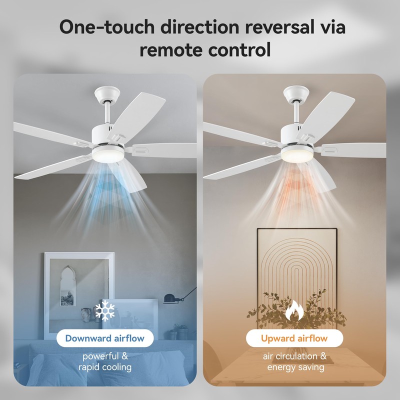 SUNMORY 52" Ceiling Fans with Lights, Smart Ceiling Fan with