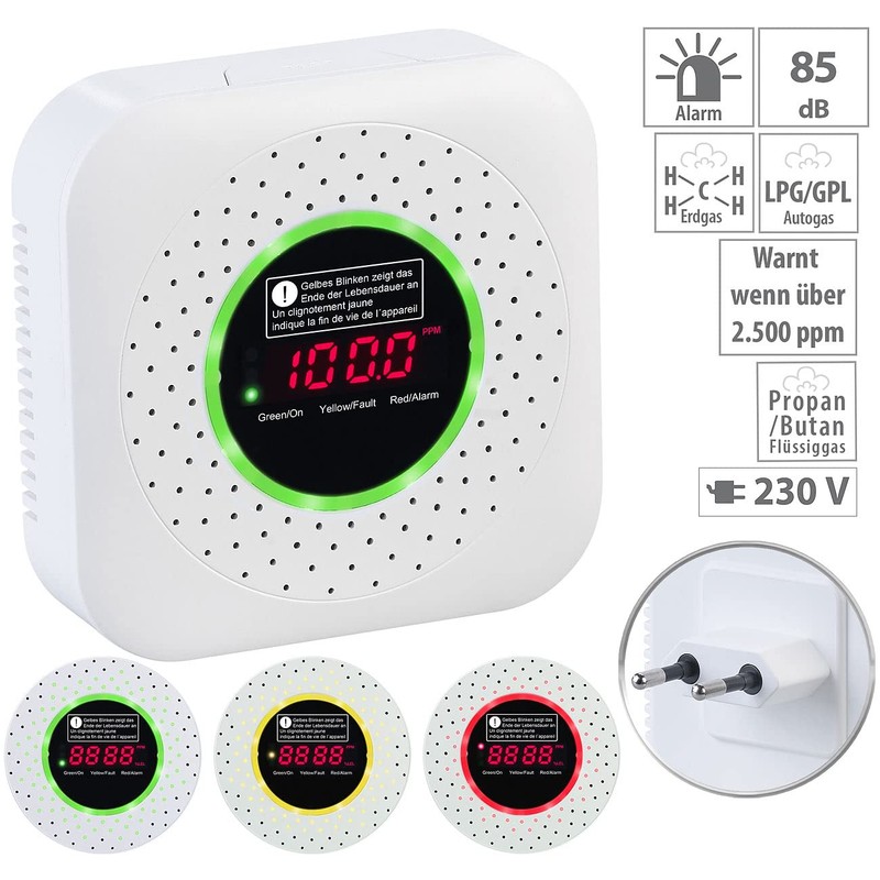 VisorTech Gas Detector: Set of 2 Design Socket Multi Gas