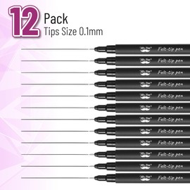 Mr. Pen- Drawing Pens for Artists, 0.1mm, 12 Pack, Black Artist pens, Micro Pens for Drawing, Bible Journaling Pen, Fine Point