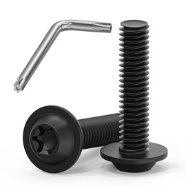 Wavanta 20Pcs M6 Bolts, M6 x 25mm Flanged Button Head Screws, Torx Bolts, 304 Stainless Steel, Fully Threaded, Black Oxide with Torx Key