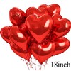 Volunx Red Heart Balloons,10Pcs Helium Red Heart Shaped Foil Balloons,18Inch