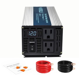 WZRELB 500W Pure Sine Wave Inverter 12V DC to 110V 120V AC Power Converter with LED Display, Off-Grid Portable Power Inverter with 2 AC Outlets for Home, RV, Truck, Camping