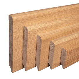 Munich Skirting Board Solid Oak Oiled Top Edge Round [Economy Pack] (100 mm Height, Sample Piece/Approx. 10 cm)