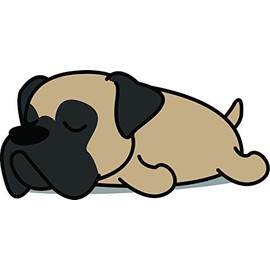 Cute Sleepy Lazy Mastiff Puppy Dog Cartoon Vinyl Sticker (4" Wide, Mastiff)