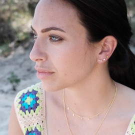 Set of 3 Single Studs in Sterling silver 925 Sterling Silver Rhodium Plated Small Stud Earrings Set | Screw Back Studs | Tiny Cartilage Earring | Second Hole Earring | Star Solitaire CZ Trio CZ Bar