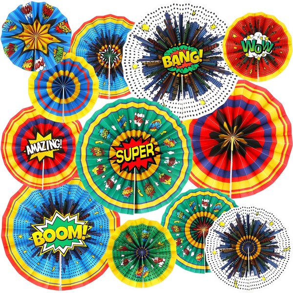 12 Pieces Boho Hanging Paper Fans for Classroom Decorations Boho