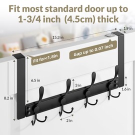 WLCSNG Heavy Duty Over The Door Hooks Rustproof - 25lb Over The Door Towel Rack, Over The Door Towel Hook, Door Hanger for Bathroom, Coat Rack Dorm Room Essentials (1Pack,Black)