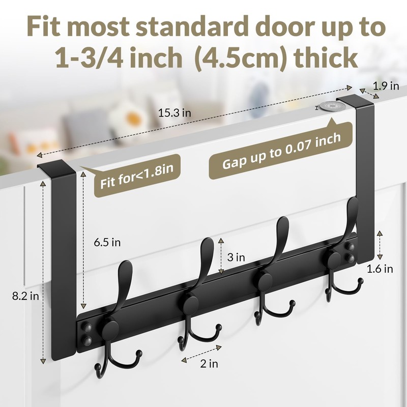 WLCSNG Heavy Duty Over The Door Hooks Rustproof - 25lb