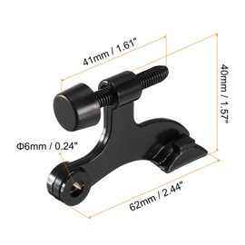 sourcing map Door Stoppers, 2Pcs 2-1/2" x 1-3/4" - Zinc Alloy Hinge Pin Door Stop, K Type Adjustable Door Stopper with Rubber Bumper Tips (Black)