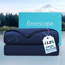 Breescape Cooling Comforter Queen Size - BlendTek™ Q-Max>0.46 Tech, Breathable Blanket for Hot Sleepers & Night Sweats Relief, Premium Lightweight Summer Bedding, 96x96 Inches, Twilight Blue