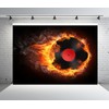 Loccor 9x6ft Fabric Music Record Backdrop Burning Record on Black