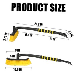 Bittwee 27'' Car 2-in-1 Snow Brush Ice Scraper, Extendable&Detachable Snow Removal Tool for Windshield, Auto Comfortable Foam Grip&180° Pivoting Brush Head for Cars Trucks SUVs Window (Yellow/Black)