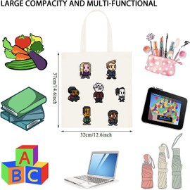 JTOUK 8 Bit Greendale College Cult Pop Culture Geeky Canvas Shopping Bag, Community Character Tote EU