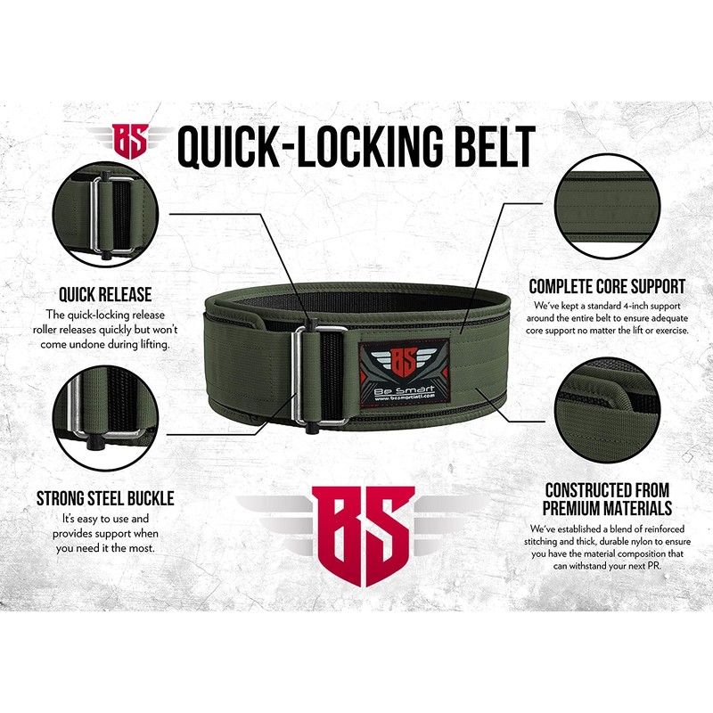 BeSmart Weight Lifting Belt Deadlift Powerlifting belts Self-Locking Double Padded