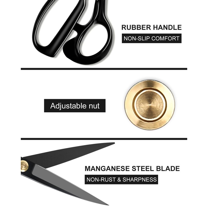 TIDEVAN 25.4 cm Scissors for Cutting Dressmaking Scissors Fabric Scissors