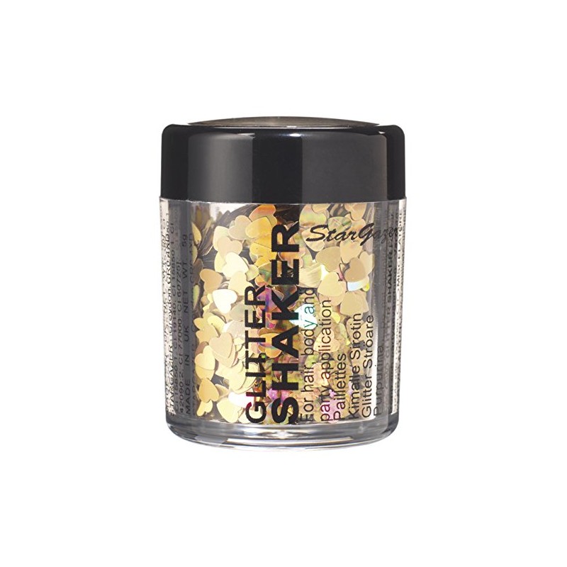 Stargazer Shaped Glitter, Gold Heart. Cosmetic gliter shapes that can