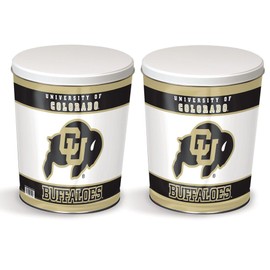 Colby Ridge 3 Way Football Popcorn Tin - White, Caramel, and Cheese Gourmet Craft Popped Gluten Free (3 Gallon - Colorado)