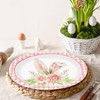 AnyDesign 50Pcs Easter Paper Plates Pink Plaid Bunny Ear Disposable