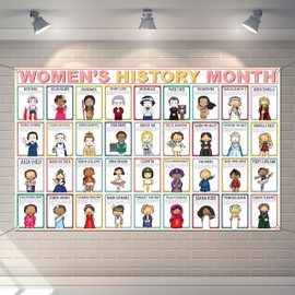 Buxiuer Women’s History Month Decorations Women in History Photo Booth Backdrop for National March Women's Day Pink School Classroom Office Bulletin Board Decor-3.6×5.9ft