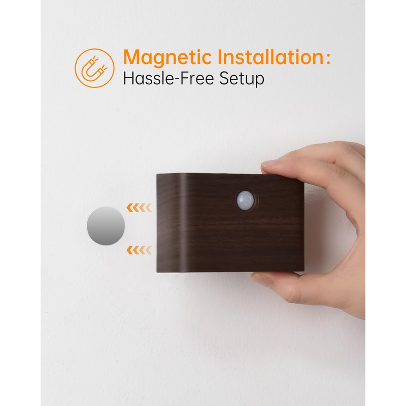 effusaphos Rechargeable Motion Sensor Night Light, Magnetic Stick-On LED, Cordless,