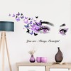 MagiMural Beautiful Eyelash Eyes Wall Stickers, Purple Flying Butterfly Peel