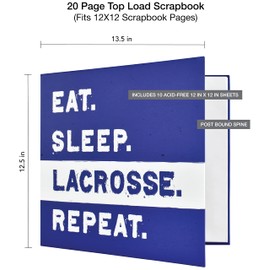 MCS, Blue MBI 13.5x12.5 Inch Lacrosse Sports Scrapbook Album with 12x12 Inch Pages