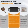Carbon Steel Griddle Pan, Double Burner Flat Top Grill Plate