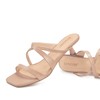 ISNOM Nude Strappy Heels for Women Low Kitten Heel for