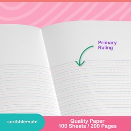 Primary Journal Grades K-2, primary composition notebook k-2, 4 Assorted Colors & Designs Primary Writing Journal, 100 Sheets/200 Pages 9.75" x 7 .5" Primary Composition Notebook with Picture Space