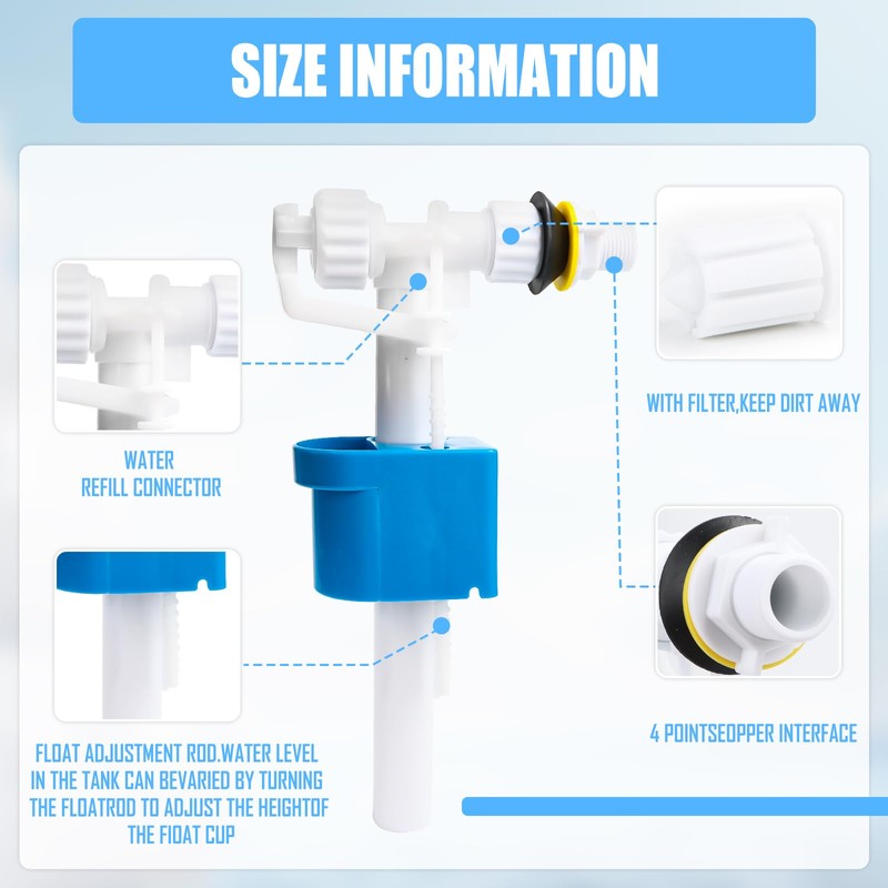 Universal Cistern Filling Valve G1/2 Inch Connection Cistern Replacement Parts