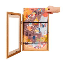 Just Like This Kids Art Frames – 12 x 14 Opening Kids Artwork Frames Changeable – Custom Picture Frame for Drawings, Art Projects, Certificates – Fits Over 100 Pieces – Wooden Frame with Strap. (Wood)