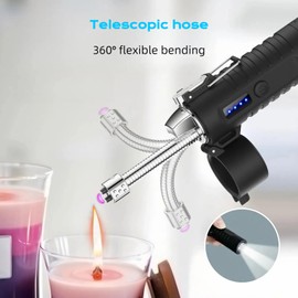 NINSI Electric Lighter, Telescopic Flexible Neck Candle Lighter, USB Plasma Arc Lighters Rechargeable, Windproof Flameless Lighters with Flashlight for Camping, Outdoor (Camouflage)