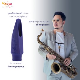 Syos Tenor Saxophone Mouthpiece, Smoky Model, 8 Tip Opening, Phantom Blue, Improve the Sound of your Sax with this Easy-To-Play, Dark and Warm Tenor Sax Mouthpiece