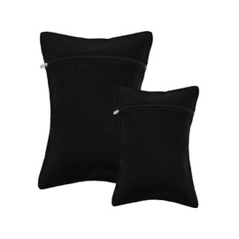 HSOFTIFY 2 Pcs 100% Linen Travel Laundry Bags for Dirty Clothes 8.7*11.8inches and 11.8*15.7inches Wash Bag for Traveling Wet Dry Bag Kids Underwear Suitcase Luggage Compression Necessities, Black