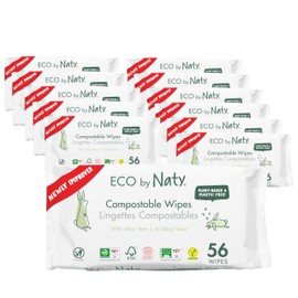 Eco by Naty Aloe Vera Baby Wipes – Plant Based Wipes, Compostable Baby and Newborn Hypoallergenic Wipes, Great for Baby Sensitive Skin (672 Count - 12 packs of 56)