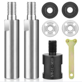 Gnellkoor Angle Grinder Extension Rod 3/8" M10 Thread Shaft Connecting Kit 8PCS for 100 Type Angle Grinder & Polisher Attachments with Fixed Wrench, Converter Female to M10 Male and Flange Nut Set
