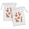 Ambesonne Fox Fabric Pouch Set of 2, Cartoon Foxes in