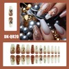 Gold Flower Press on Nails Long Coffin Fake Nails with