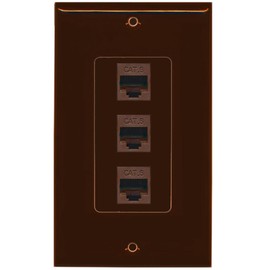 RiteAV Decorative 1 Gang 3 Port Cat6 Wall Plate - Brown/Brown