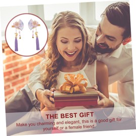 PACKOVE 2Pcs Japanese Style Fan Shape Hair Clip with Long Tassels Elegant Flower Hairpin Premium Hair Accessory for Weddings Daily Use and Special Occasions