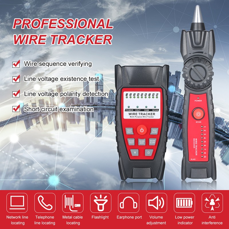 Wire Tracker Portable Multifunctional RJ11 RJ45 Cable Tester Telephone &