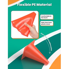 GHB 7 Inch Plastic Football Cones 12 Pack Disc Soccer Sport Cones Training Field Marker Agility Cones for Traffic, Basketball, Coaching, Practice Equipment Includes Cone Drills Guide