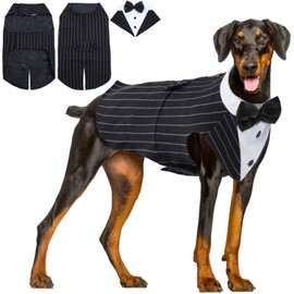 Puppy Formal Tuxedo Set - Dog Wedding Outfit with Removable Bow Tie, Perfect for Small to Large Dogs, Ideal for Parties, Birthdays & Festivals