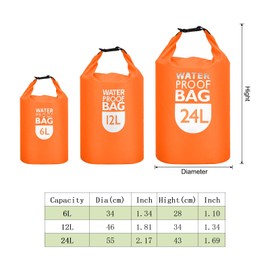 PATIKIL 12L Waterproof Dry Bag, Portable Dry Sack Roll Top Bag Lightweight Dry Storage Bag for Gym Kayaking Hiking Swimming Camping, Orange