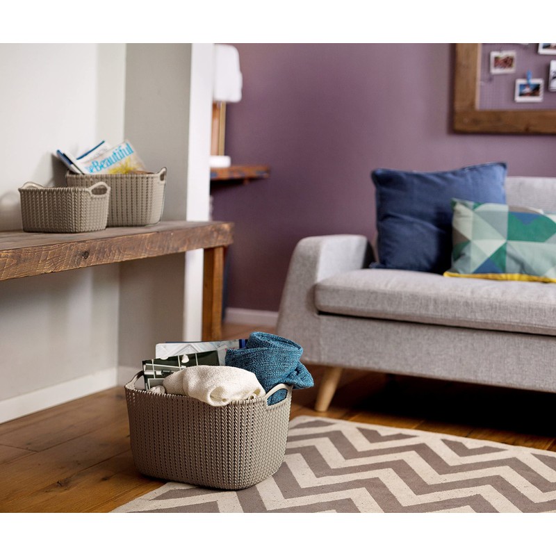 CURVER 226167 Knitting Plastic Rectangular Storage Basket Brown 29 cm