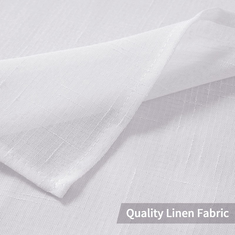 MIULEE 2 Panels Natural Linen Sheer Window Curtains Elegant Solid